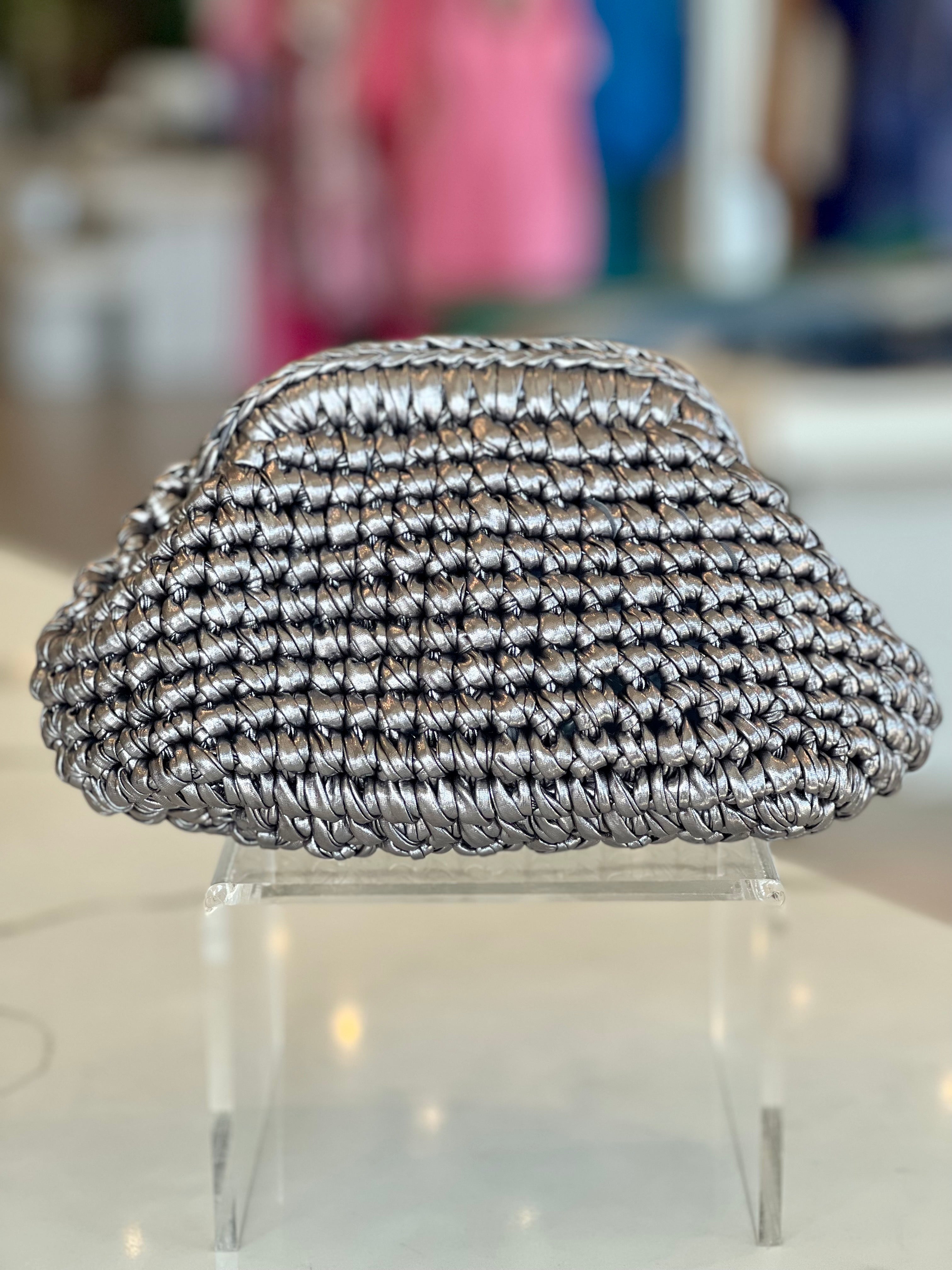 Woven Clutch - Silver