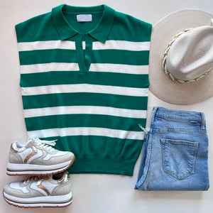 Kg428 Green Stripe Sweater
