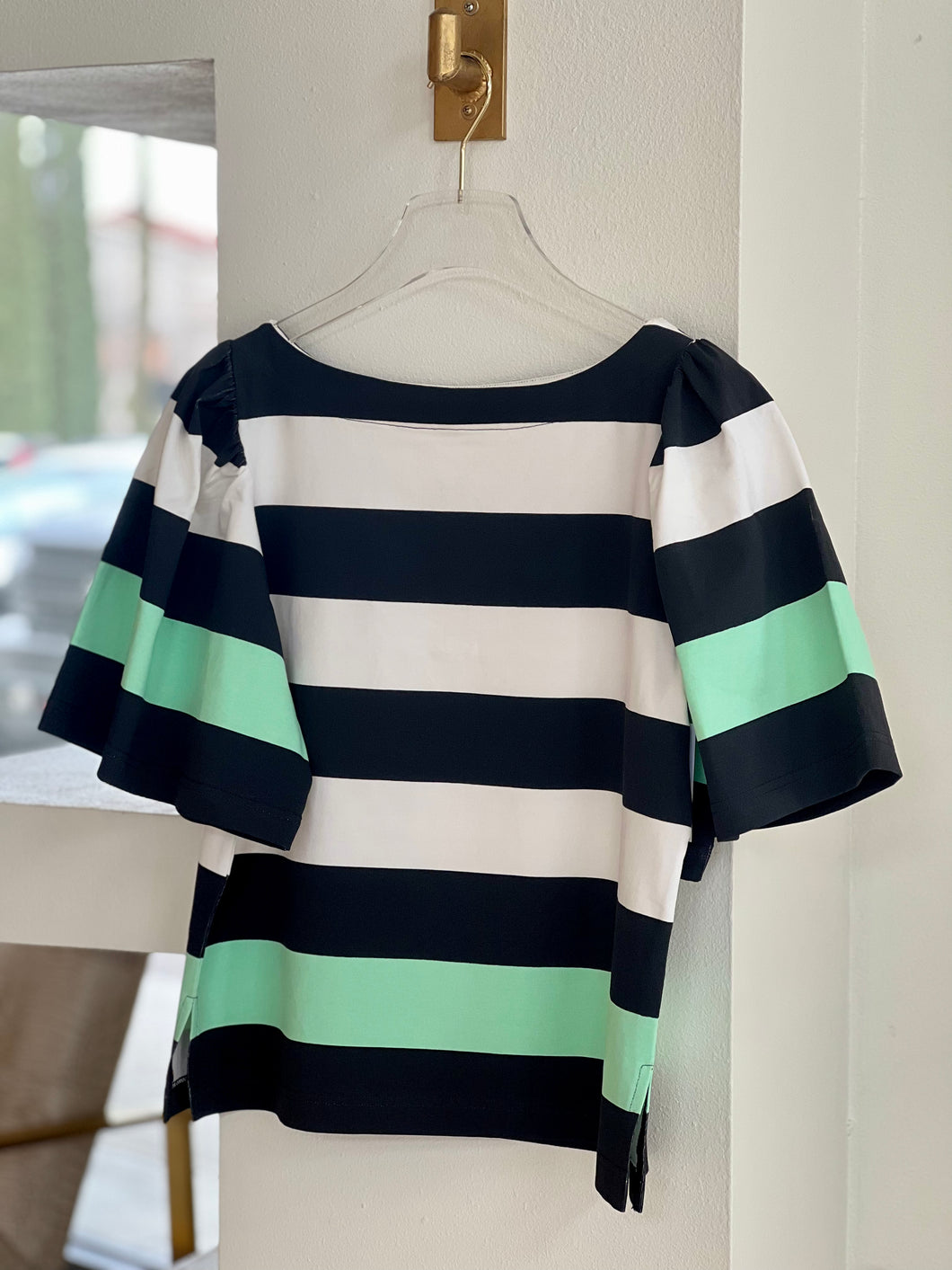 Ps1906 Striped Puff Sleeve Top