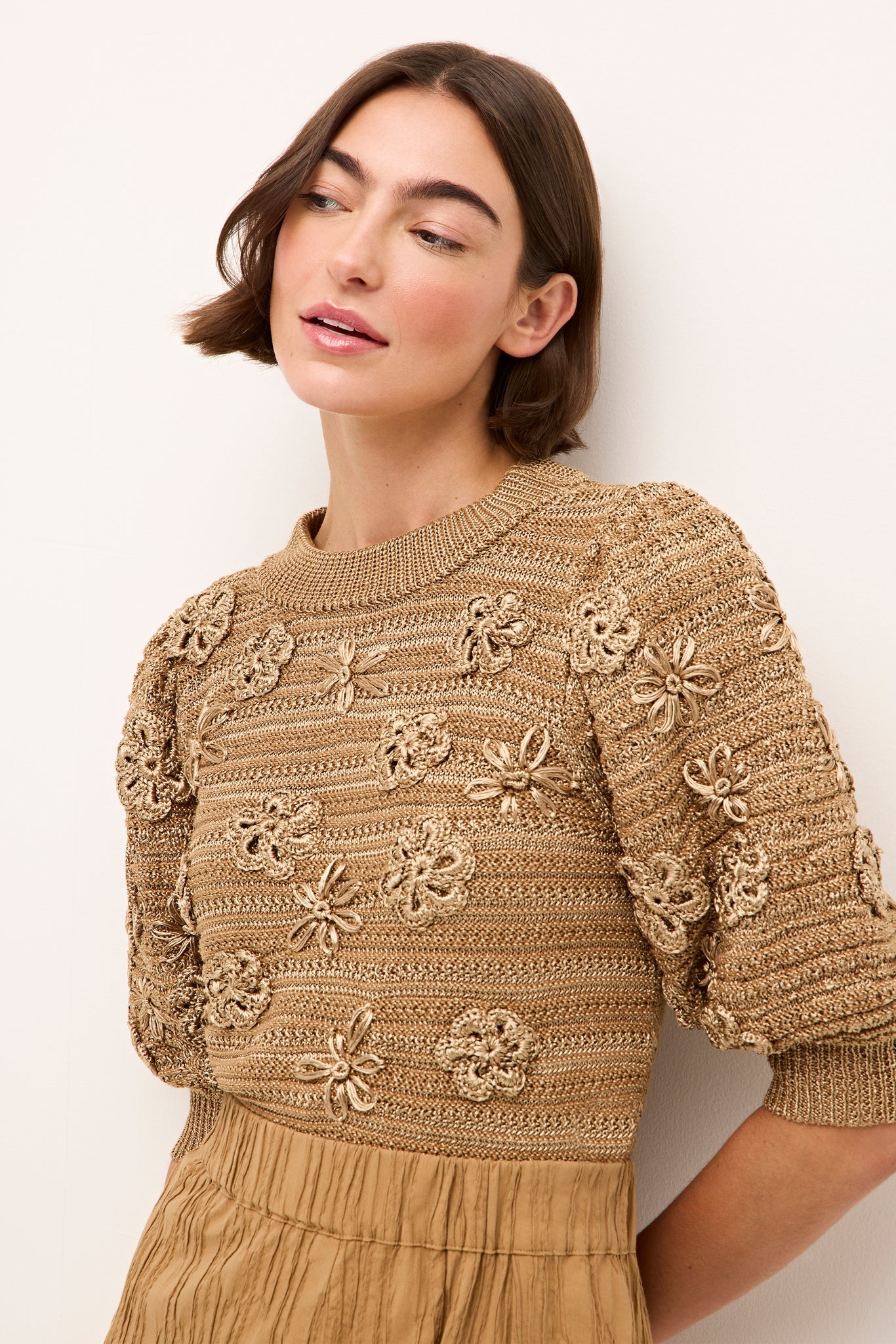 Ma574t Gold Woven Sweater