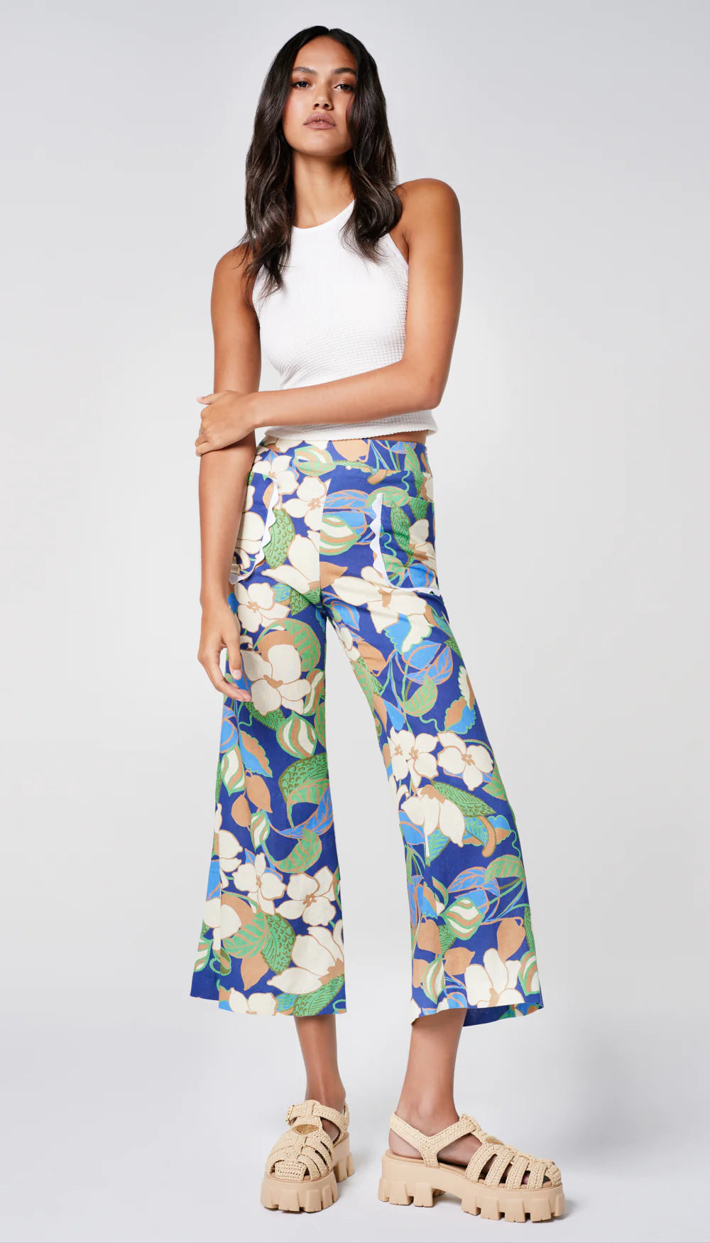 Sm2420 Blue Cabana Cropped Pant