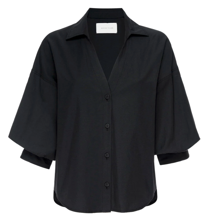 Brjcp2419 Black Poplin Top