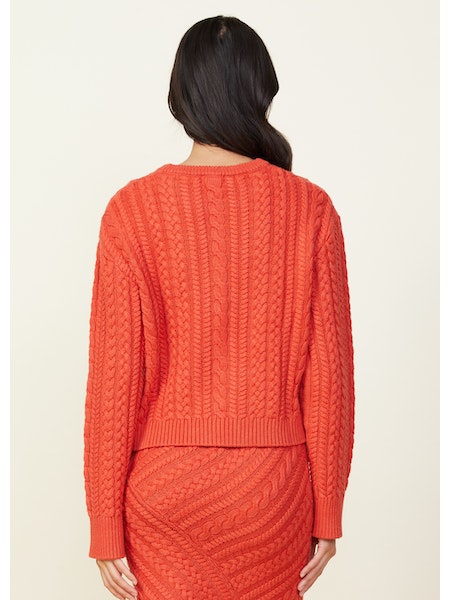 Moht1423 Monrow Red Cable Knit Sweater