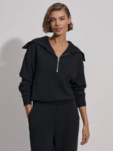 Load image into Gallery viewer, Va1657 Black Half Zip Sweatshirt
