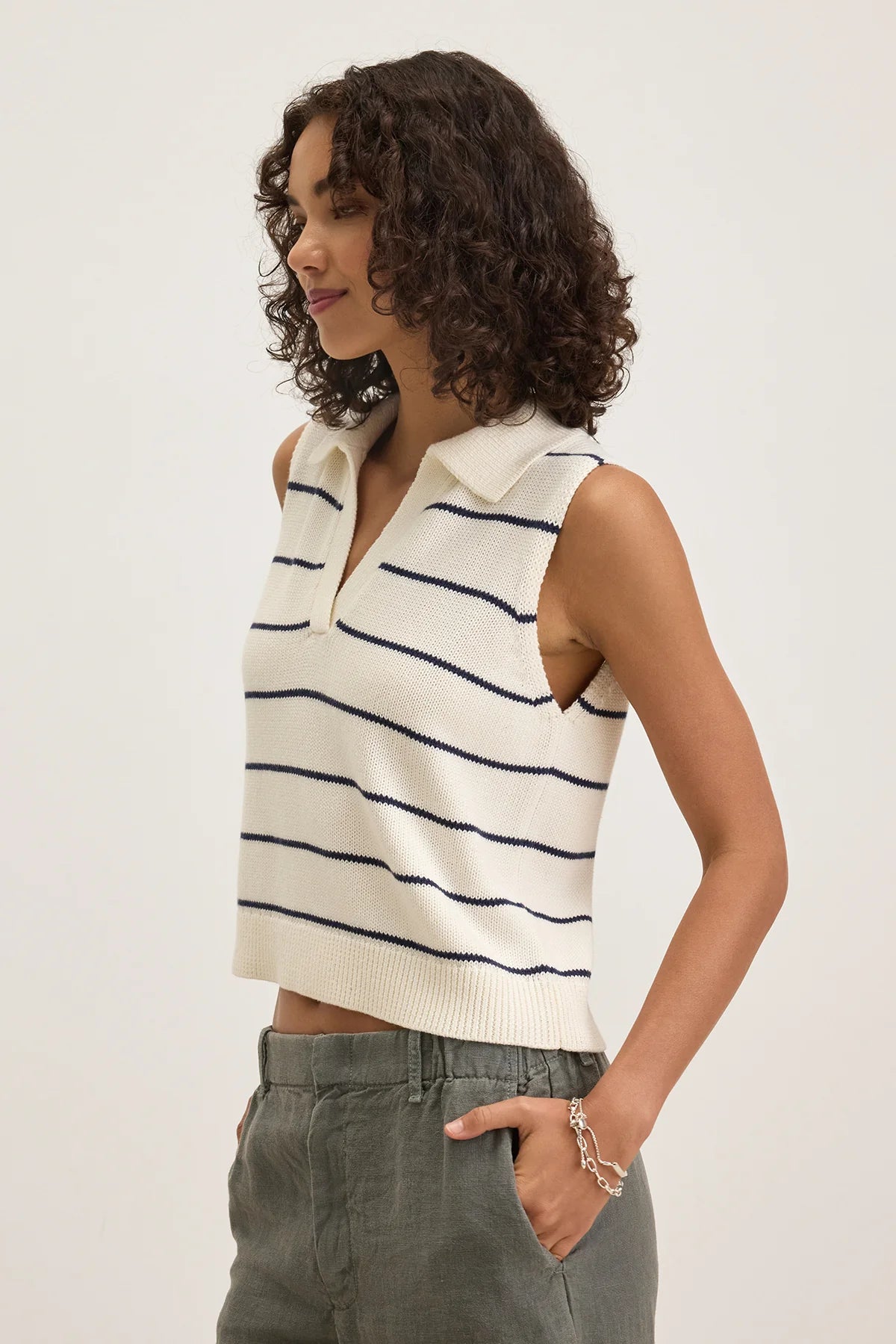 Venayla Navy Stripe Sweater Vest