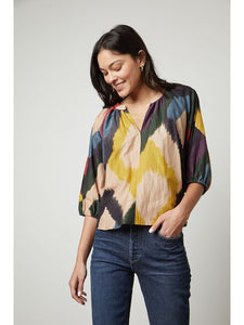 Velizette Chai Printed Puff Sleeve Top