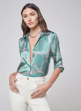 Load image into Gallery viewer, La40126 Spruce Chain Silk Blouse
