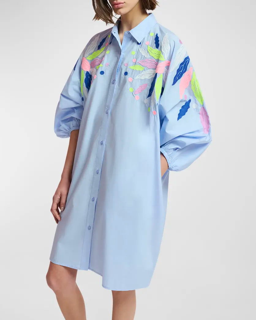 Esgalam Embroidered Poplin Shirtdress