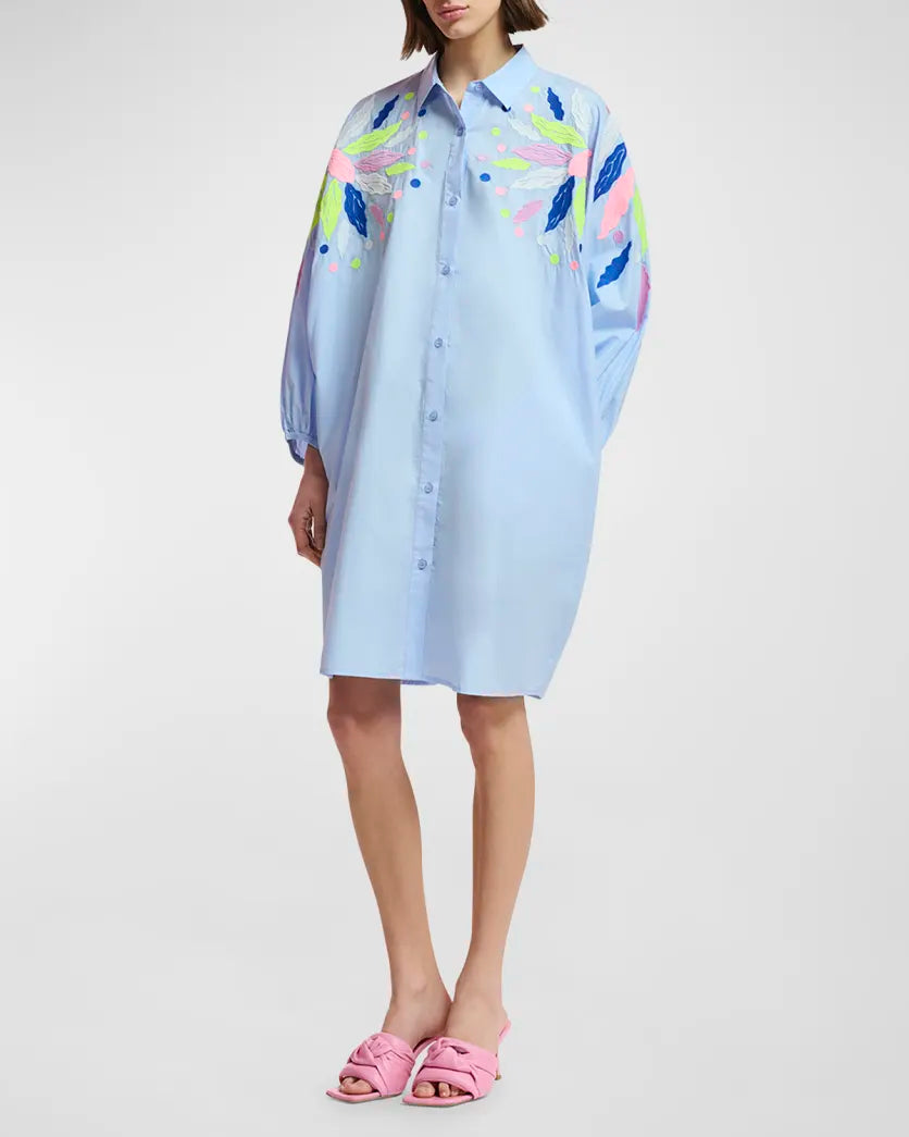 Esgalam Embroidered Poplin Shirtdress