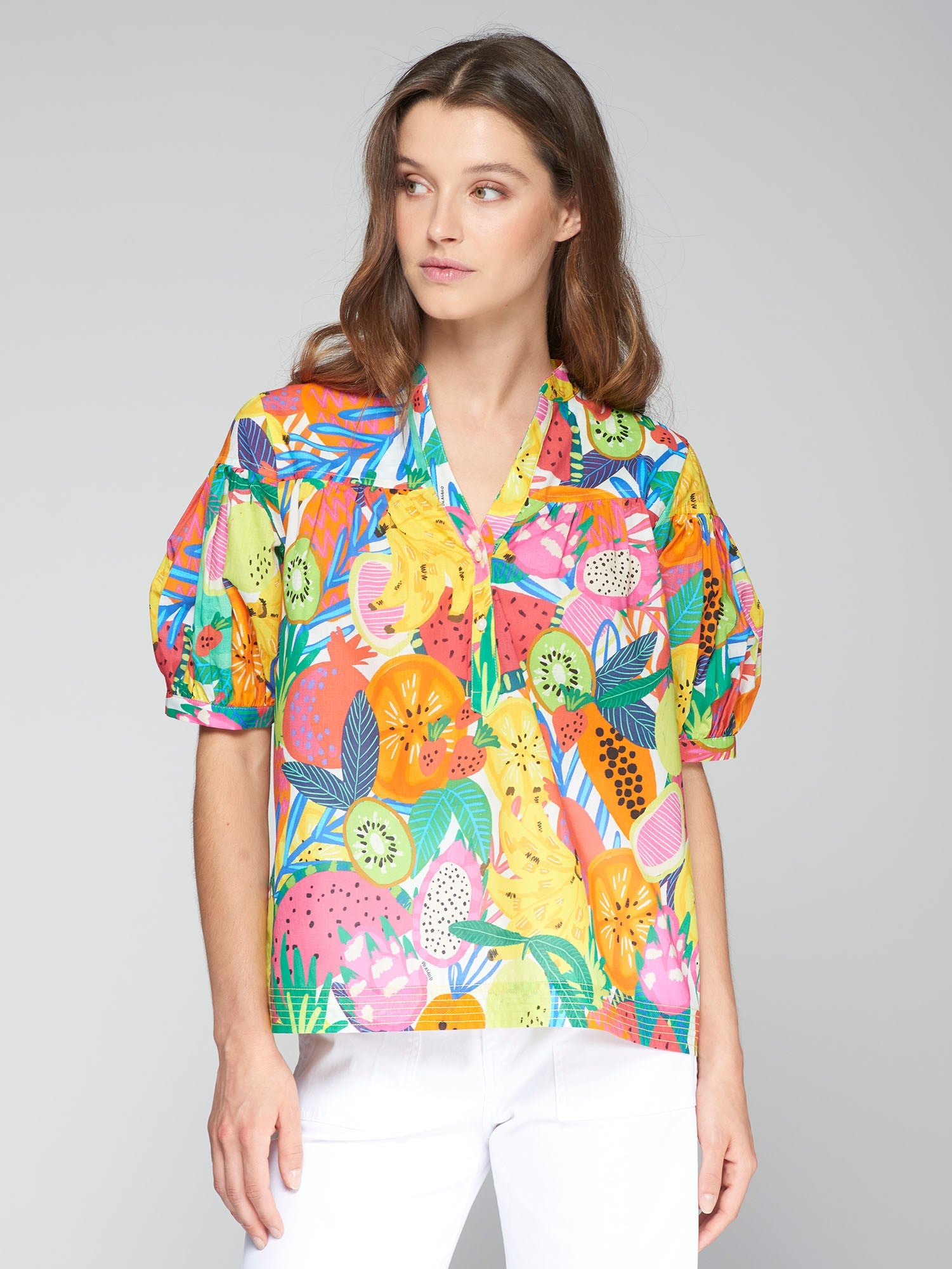 Vi32383 Printed Fruit Blouse