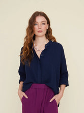 Load image into Gallery viewer, Xix355007 Navy Gauze Shirt
